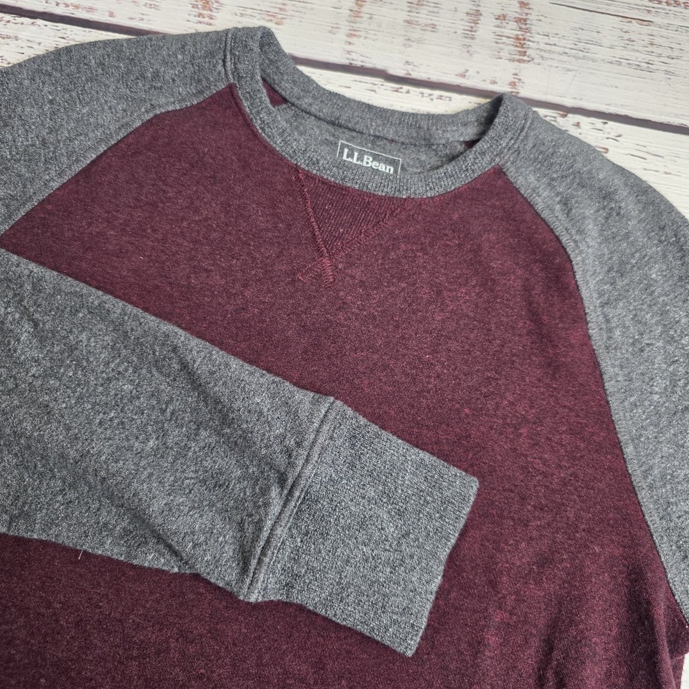 LL Bean Washed Cotton Double-Knit Raglan Crewneck Slightly Fitted Men Medium Reg